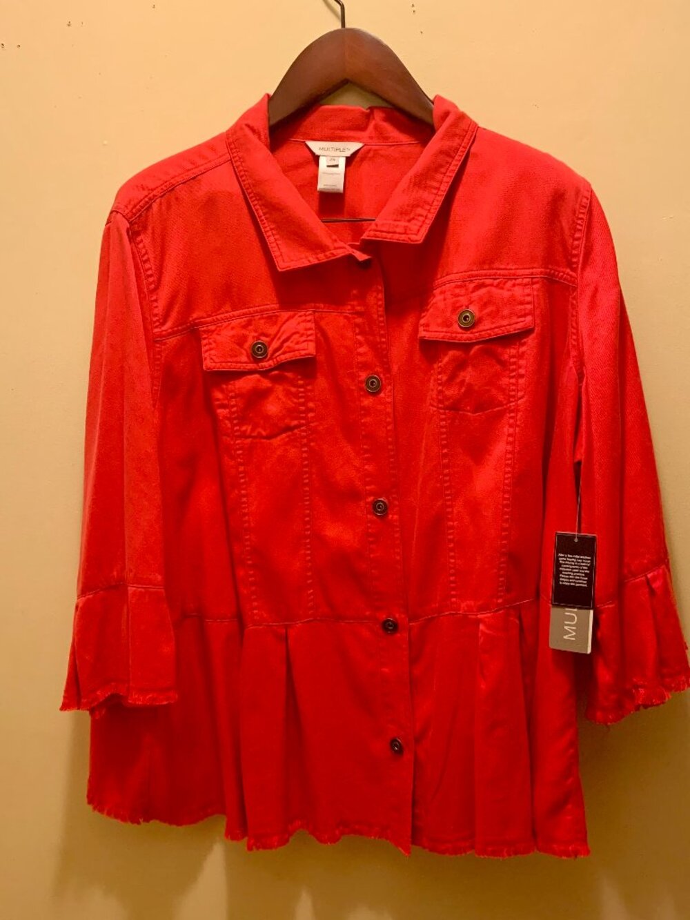 Women's Multiples 2X Red Fringe shirt NWT